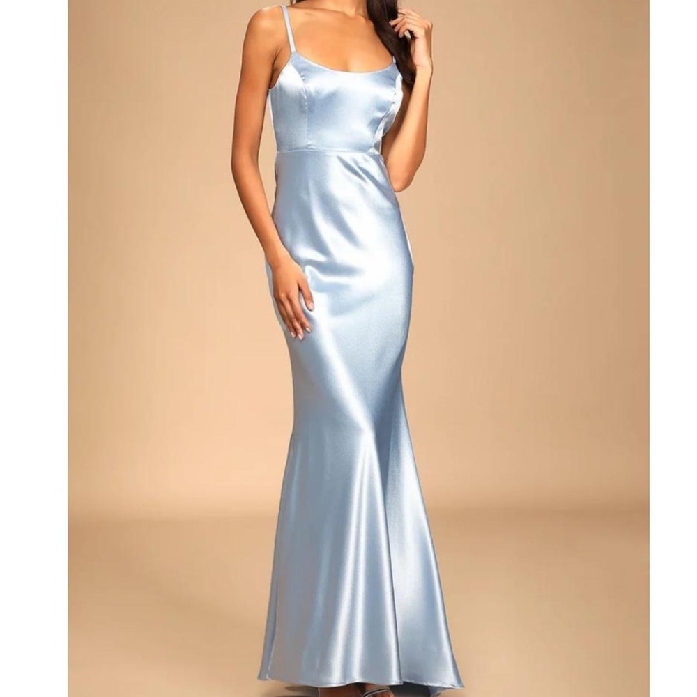 Lulu's Light Blue Satin Gown